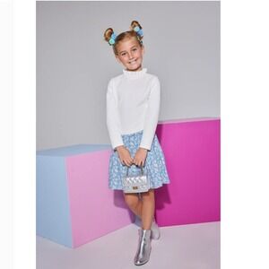 BISBY Tinsley Top White Ruffle Neck Long Sleeve Shirt Sz 12 Kids Coquette Dainty